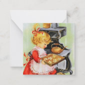 レトロヴィンテージベーキングガール追加文字 ノートカード (正面)