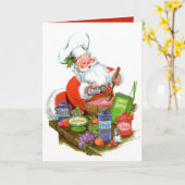 レトロヴィンテージベーキングサンタクリスマス カード (黄色い花)