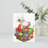 レトロヴィンテージベーキングサンタホリデイ シーズンポストカード (スタンド正面)