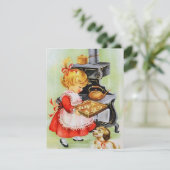 レトロヴィンテージベーキングチャイルドクリスマスカード シーズンカード (スタンド正面)