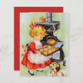 レトロヴィンテージベーキングチャイルドクリスマスカード シーズンカード (正面/裏面)