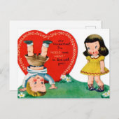 レトロヴィンテージホリデーバレンタインのカップル葉書 シーズンポストカード (正面/裏面)