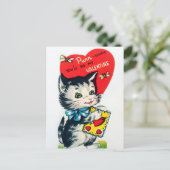 レトロヴィンテージホリデーバレンタイン猫はがき シーズンポストカード (スタンド正面)