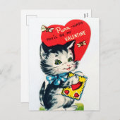 レトロヴィンテージホリデーバレンタイン猫はがき シーズンポストカード (正面/裏面)