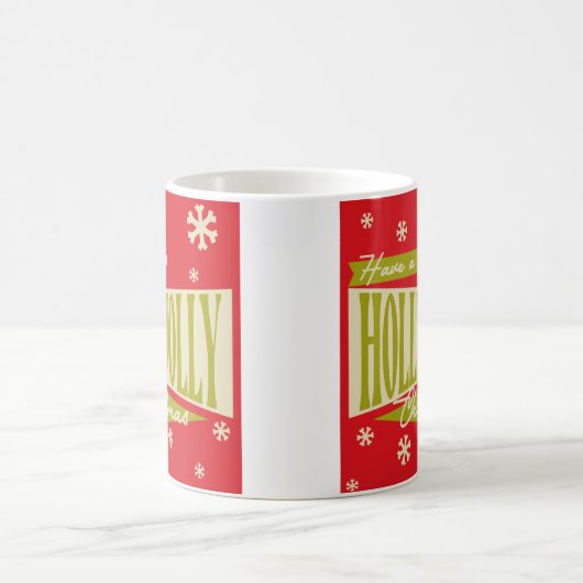 レトロヴィンテージホリーすてきクリスマス コーヒーマグカップ (中央)