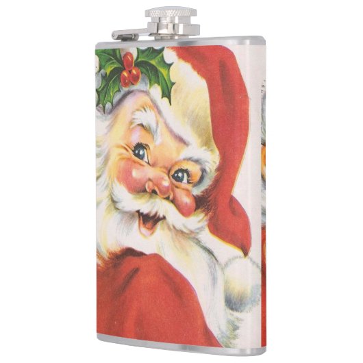レトロヴィンテージホリーすてきサンタクロースクリスマス フラスク (左)