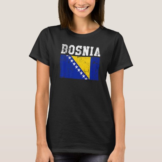 レトロヴィンテージボスニア国旗ボスニアルーツ Tシャツ (正面)