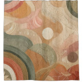 レトロヴィンテージボヘミアン自然抽象デザイン シャワーカーテン (正面)