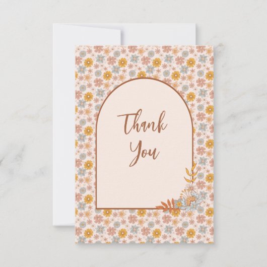 レトロヴィンテージボホフローラサンキューカード サンキューカード (正面)