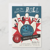 レトロヴィンテージボーリングテーマリハーサルディナー 招待状 (正面)