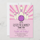 レトロヴィンテージボーリング子供の誕生日パーティー 招待状 (正面)