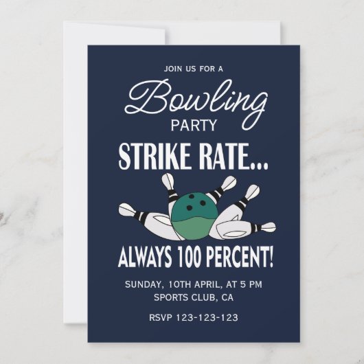 レトロヴィンテージボーリング誕生日パーティー 招待状 (正面)