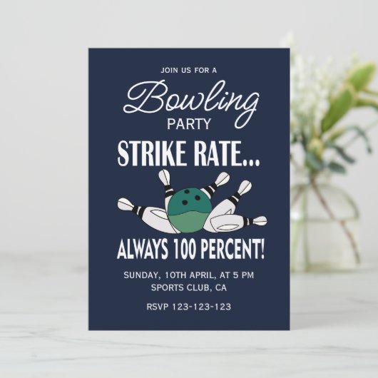 レトロヴィンテージボーリング誕生日パーティー 招待状 (スタンド正面)