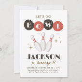 レトロヴィンテージボーリング誕生日 招待状 (正面)