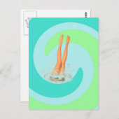 レトロヴィンテージポストカードシーフオムサーフウェーブズダイブ ポストカード (正面/裏面)