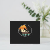 レトロヴィンテージマウンテンクライマーロック登山恋人 インビテーションポストカード (スタンド正面)