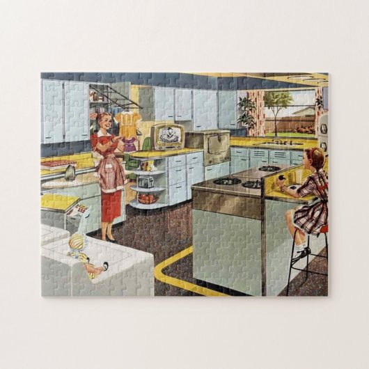 レトロヴィンテージママと女の子 ジグソーパズル (横)