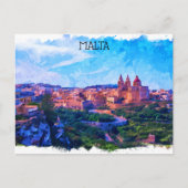 レトロヴィンテージマルタパノラマウォーターカラービュー ポストカード (正面)