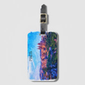 レトロヴィンテージマルタパノラマウォーターカラービュー ラゲッジタグ (正面縦)