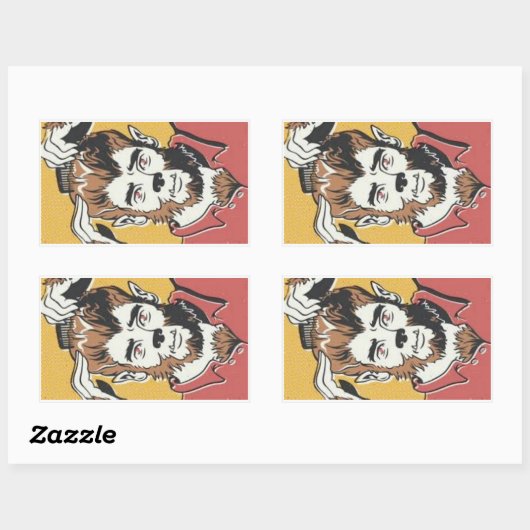 レトロヴィンテージマンガ人狼の良い見た 長方形シール (シート)