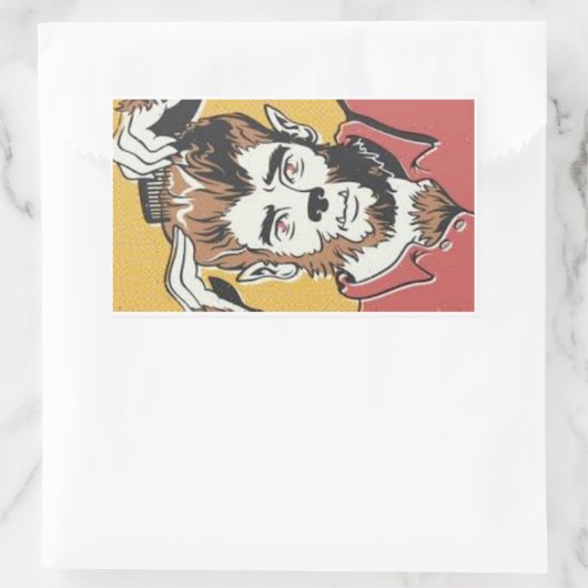 レトロヴィンテージマンガ人狼の良い見た 長方形シール (バッグ)