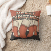レトロヴィンテージマンケーブクリスマスストッキング クッション (ブランケット)