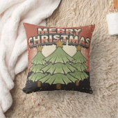 レトロヴィンテージマンケーブクリスマスツリー クッション (ブランケット)