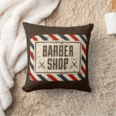 レトロヴィンテージマンケーブホワイト素朴理容師サイン クッション (ブランケット)
