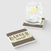 レトロヴィンテージマンケーブラスティック理容師サイン ストーンコースター (横)