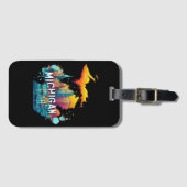 レトロヴィンテージミシガン州マップ ラゲッジタグ (正面横)