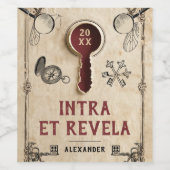 レトロヴィンテージミステリーレッドエスケープルームラテン語 ワインラベル (シングルラベル)