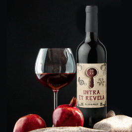 レトロヴィンテージミステリーレッドエスケープルームラテン語 ワインラベル