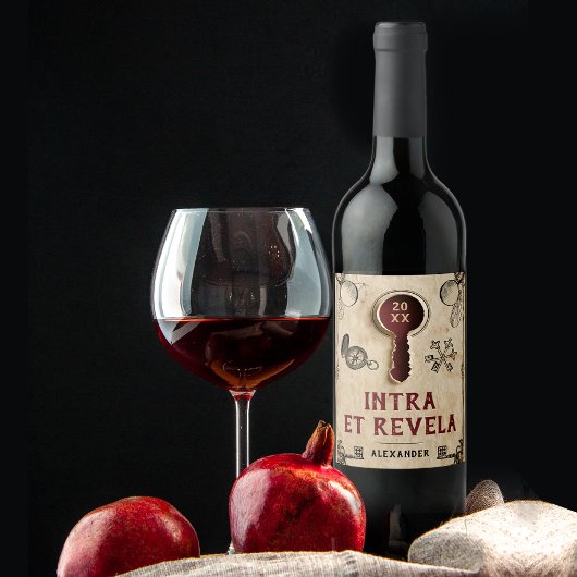 レトロヴィンテージミステリーレッドエスケープルームラテン語 ワインラベル