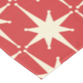 レトロヴィンテージミッドセンチュリーアトミックスターズレッドクリーム テーブルクロス (アングル)