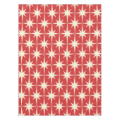 レトロヴィンテージミッドセンチュリーアトミックスターズレッドクリーム テーブルクロス (正面)