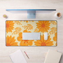 レトロヴィンテージミッドセンチュリーオレンジフラワーパターン