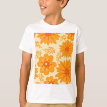 レトロヴィンテージミッドセンチュリーオレンジフラワーパターン