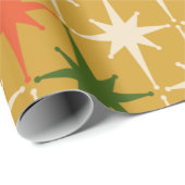 レトロヴィンテージミッドセンチュリースターパターンオークレグリーン ラッピングペーパー (ロールコーナー)