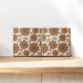 レトロヴィンテージミッドセンチュリーブラウン花模様 タイル