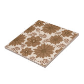 レトロヴィンテージミッドセンチュリーブラウン花模様 タイル (側面)