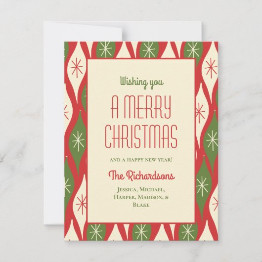 レトロヴィンテージミッドセンチュリーモダンメリークリスマス シーズンカード (正面)