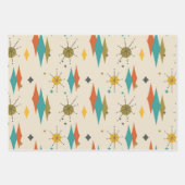 レトロヴィンテージミッドセンチュリー原子モダン宇宙時代 ラッピングペーパーシート (正面3)