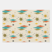 レトロヴィンテージミッドセンチュリー原子モダン宇宙時代 ラッピングペーパーシート (正面)