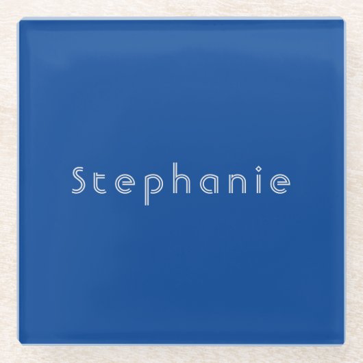 レトロヴィンテージミニマルモダンリストブルー ガラスコースター (正面)