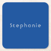 レトロヴィンテージミニマルモダンリストブルー スクエアペーパーコースター (正面)