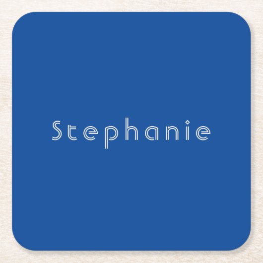 レトロヴィンテージミニマルモダンリストブルー スクエアペーパーコースター (正面)