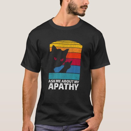 レトロヴィンテージミーム中指キャットモマパパアパス Tシャツ (正面)