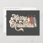 レトロヴィンテージメリークリスマスタイポグラフィはがき ポストカード (正面/裏面)