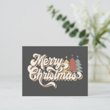 レトロヴィンテージメリークリスマスタイポグラフィはがき