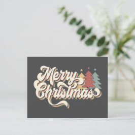 レトロヴィンテージメリークリスマスタイポグラフィはがき ポストカード